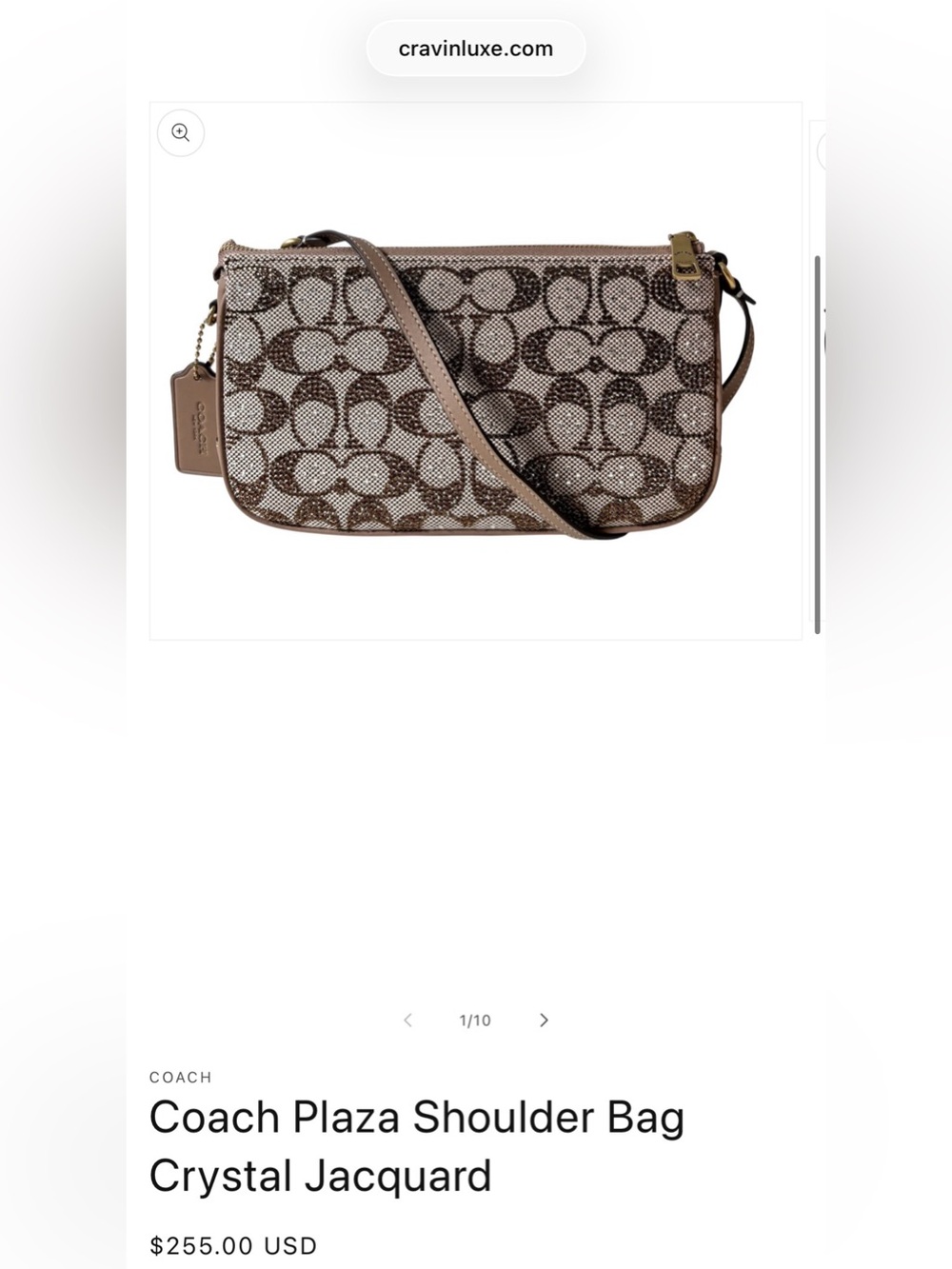 New Coach Plaza Crystal Shoulder Bag Brown - Picture 13 of 13